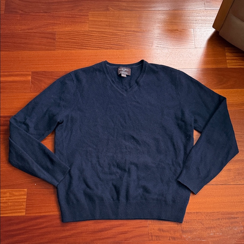 Men's Navy V-Neck cashmere Sweater Black Brown 1826